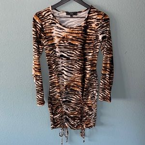 Tiger print long sleeve dress
